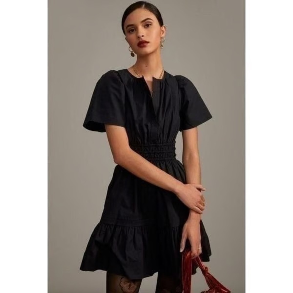 Anthropologie Somerset Mini Dress Black Size S Cotton
